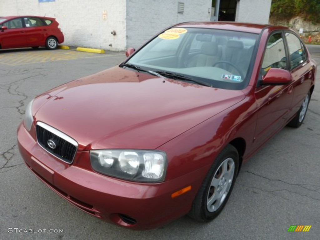 2002 Elantra GLS Sedan - Chianti Red / Beige photo #9