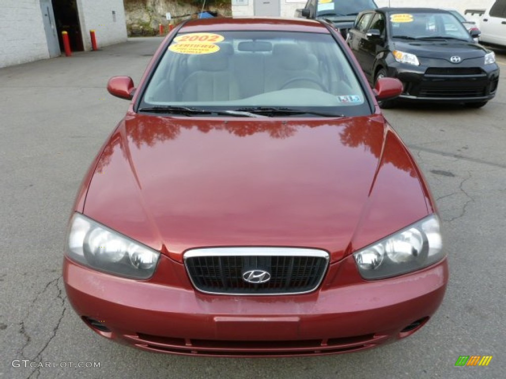 2002 Elantra GLS Sedan - Chianti Red / Beige photo #10