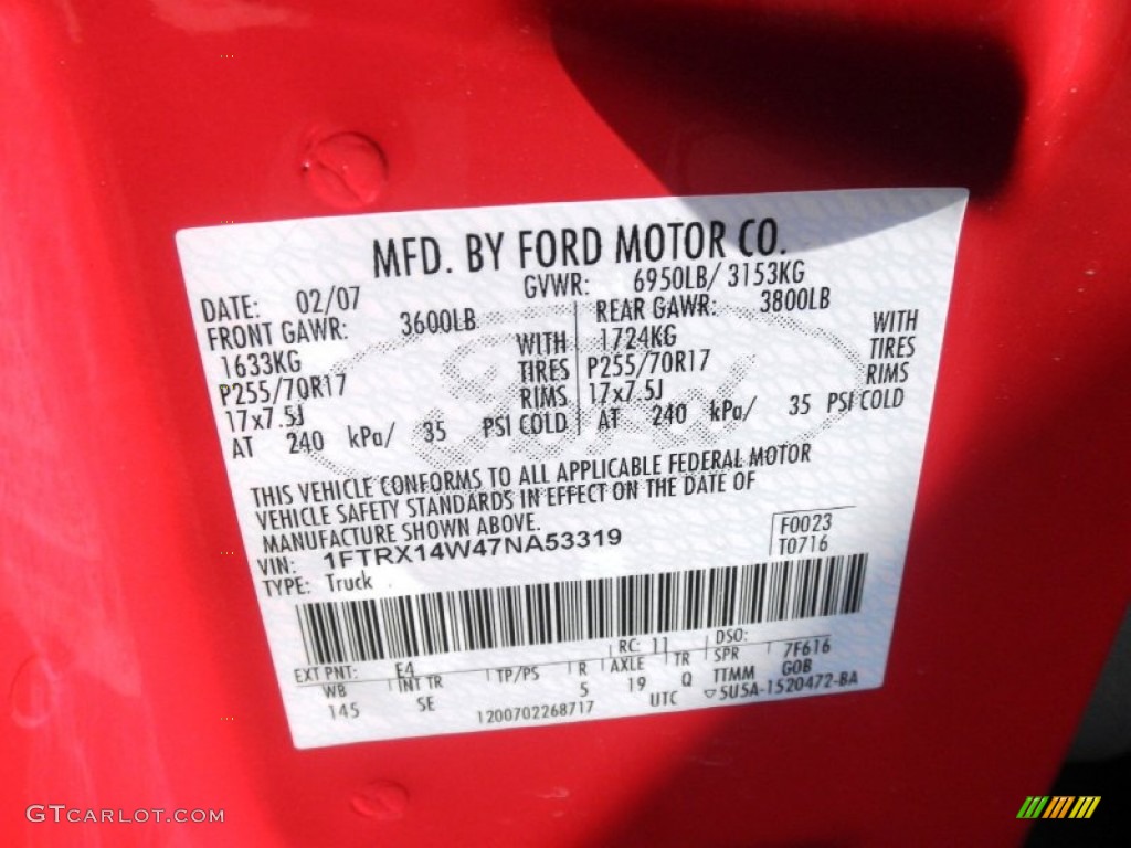 2007 F150 STX SuperCab 4x4 - Bright Red / Medium Flint photo #5