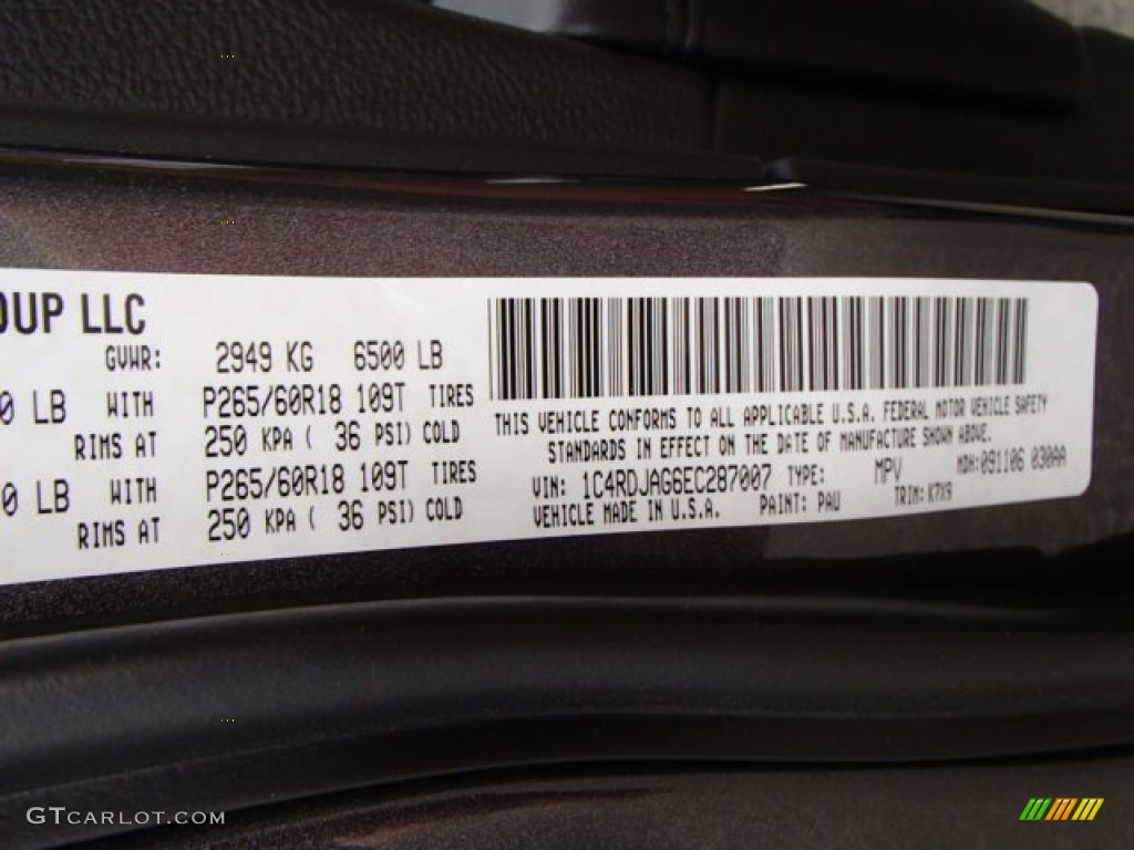 2014 Durango Color Code PAU for Granite Crystal Metallic Photo #85995657