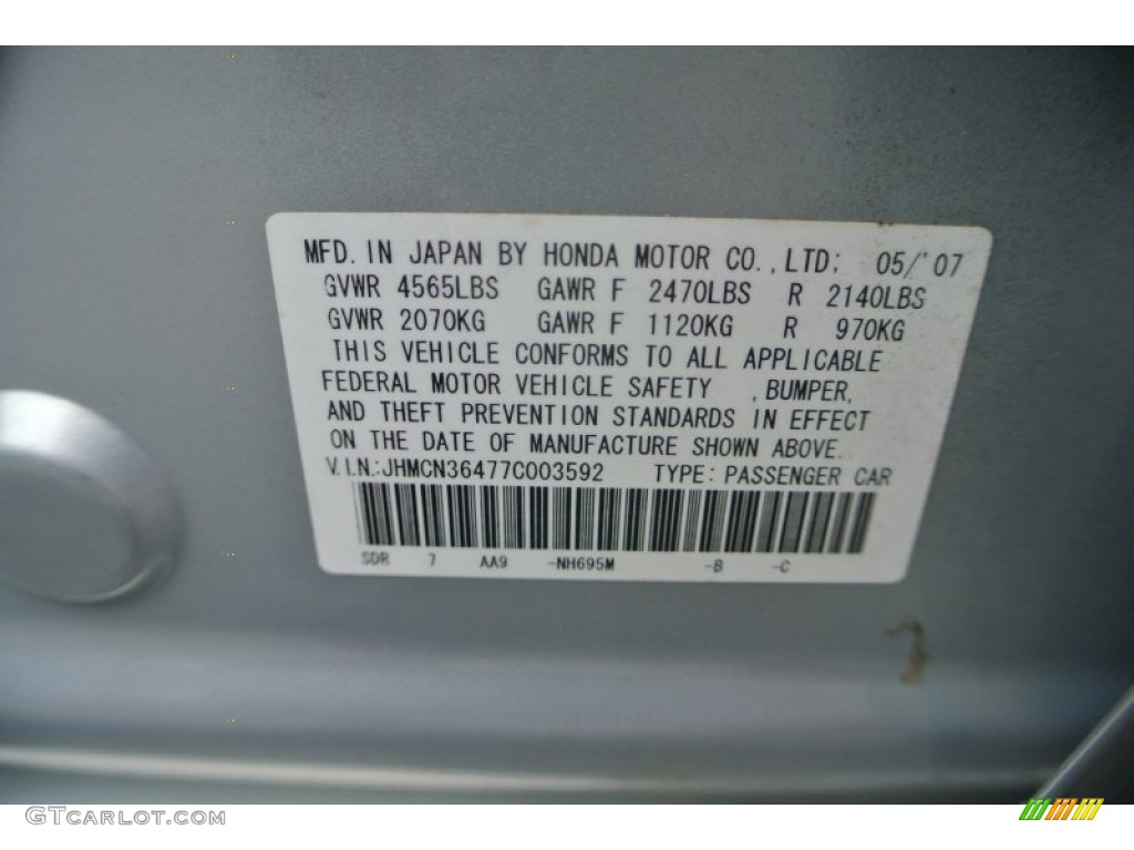 2007 Accord Hybrid Sedan - Silver Frost Metallic / Gray photo #7