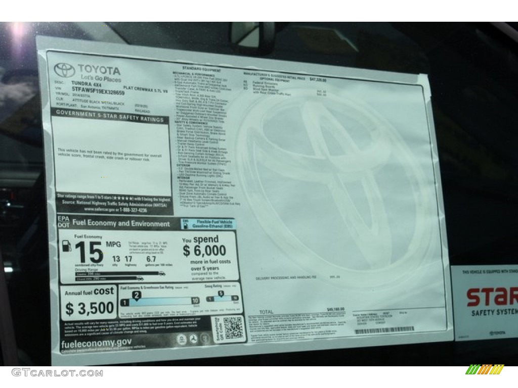 2014 Toyota Tundra Platinum Crewmax 4x4 Window Sticker Photo #86002593