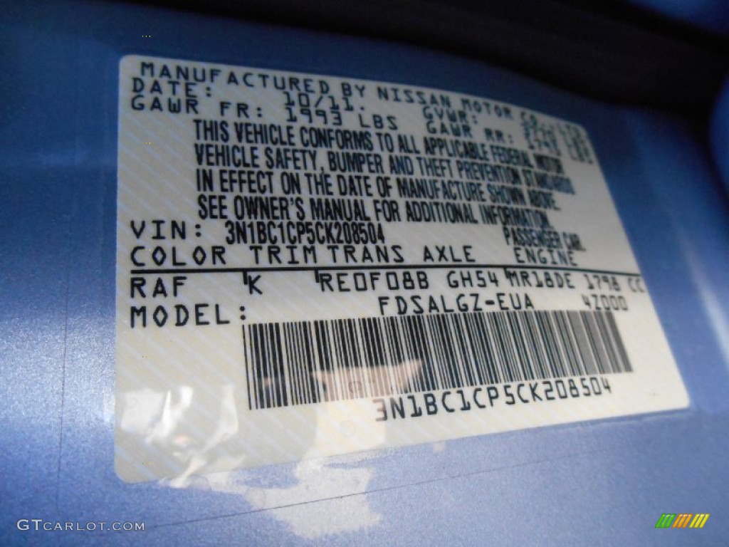 2012 Versa 1.8 SL Hatchback - Arctic Blue Metallic / Charcoal photo #25