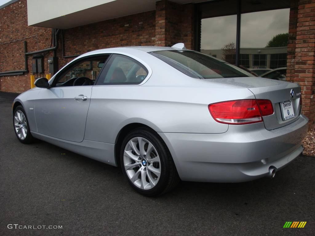 2008 3 Series 335xi Coupe - Titanium Silver Metallic / Coral Red/Black photo #4