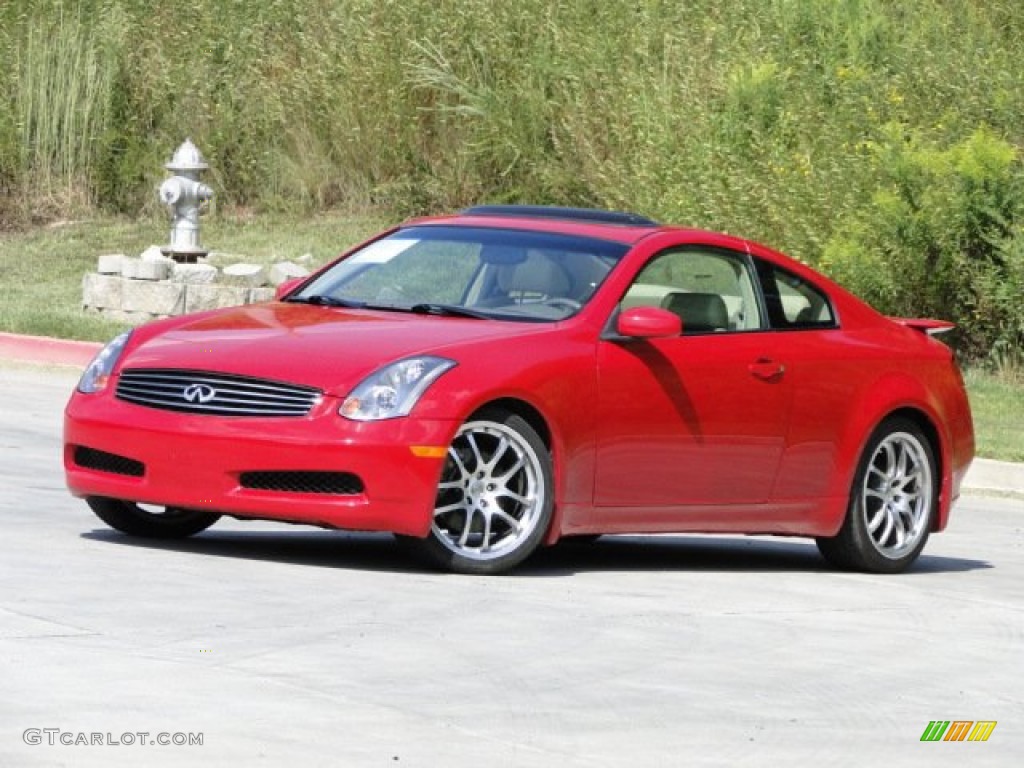 2005 G 35 Coupe - Laser Red / Wheat photo #3