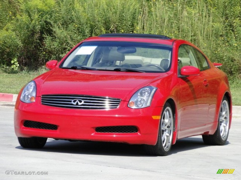 2005 G 35 Coupe - Laser Red / Wheat photo #6