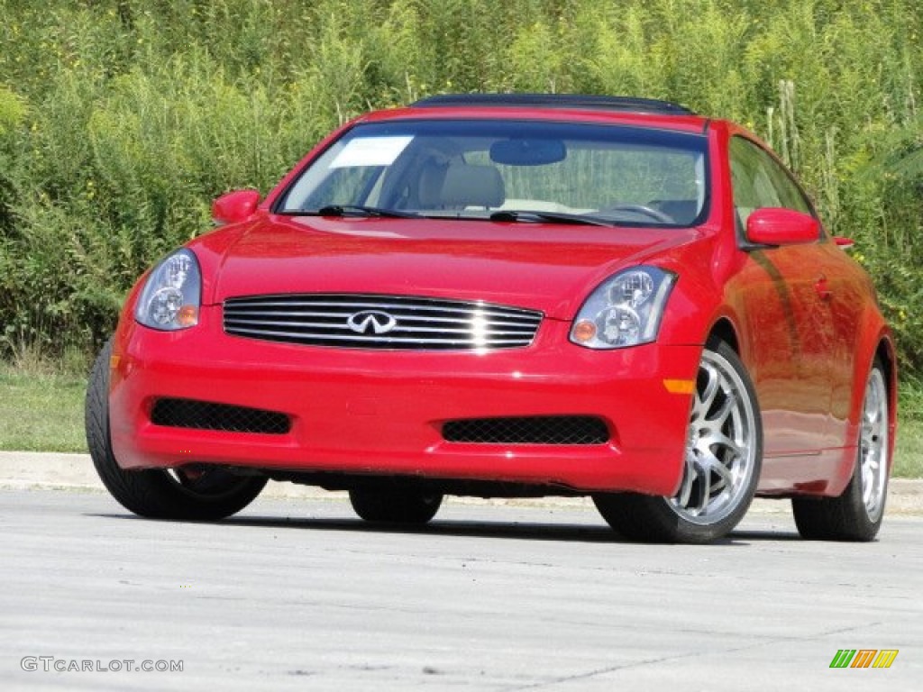 2005 G 35 Coupe - Laser Red / Wheat photo #9