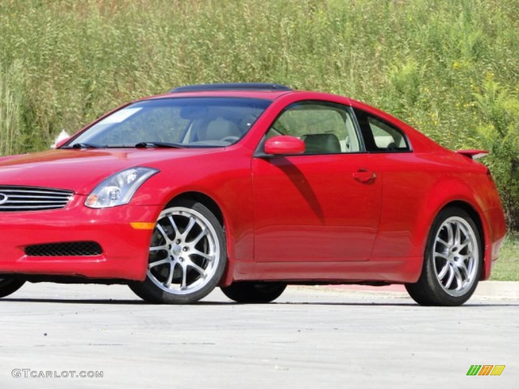 2005 G 35 Coupe - Laser Red / Wheat photo #10