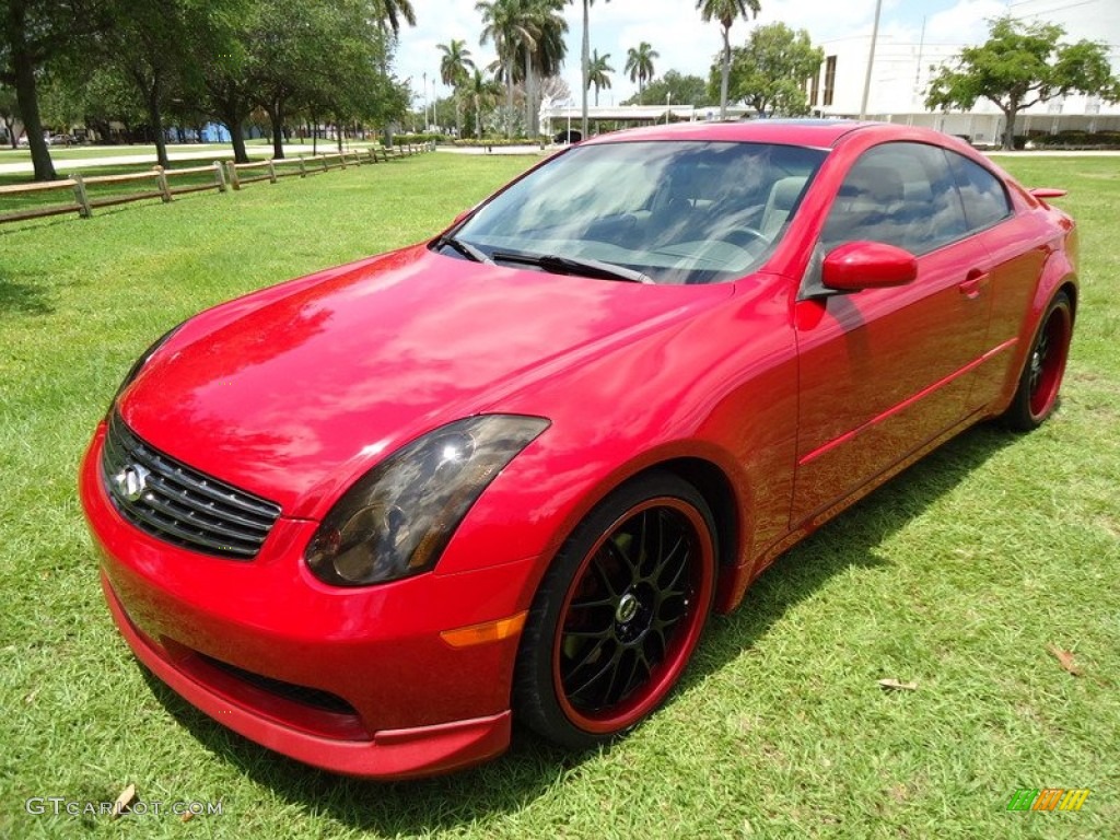2005 G 35 Coupe - Laser Red / Wheat photo #40
