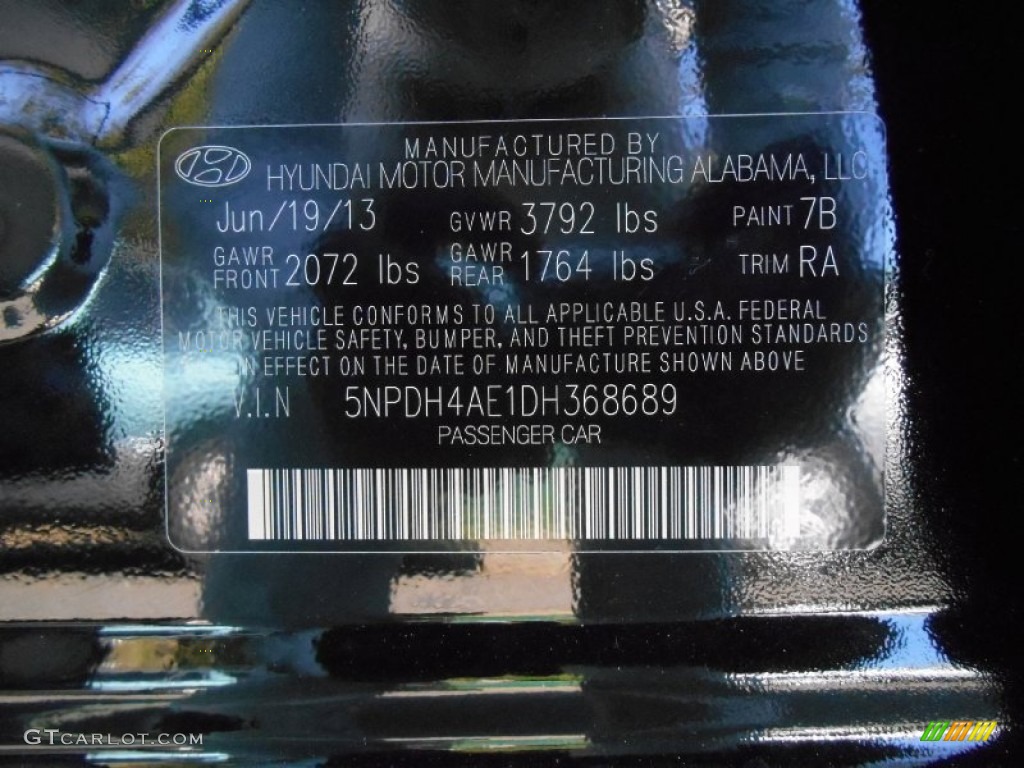 2013 Elantra GLS - Midnight Black / Gray photo #21