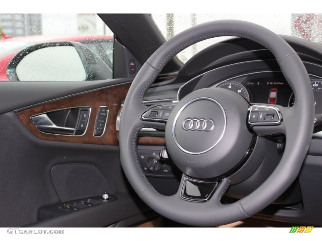 2014 Audi A7 3.0T quattro Prestige Black Steering Wheel Photo #86029315