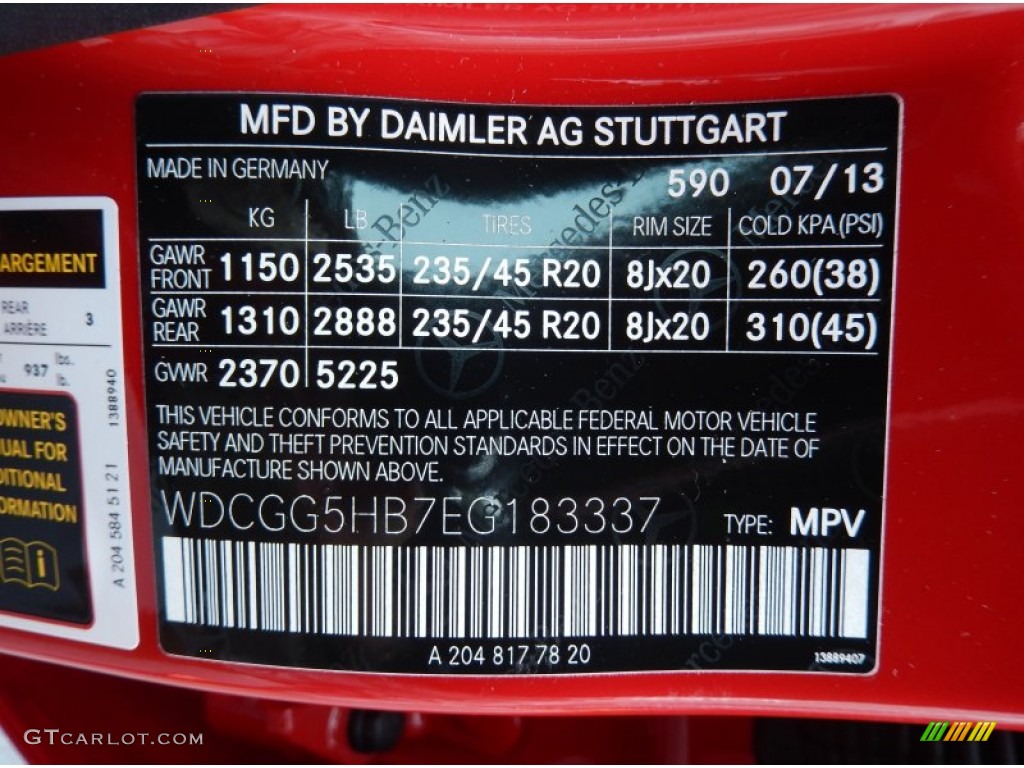 2014 GLK Color Code 590 for Mars Red Photo #86038449