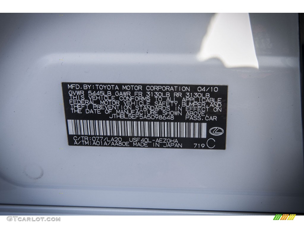 2010 LS Color Code 077 for Starfire Pearl Photo #86041848