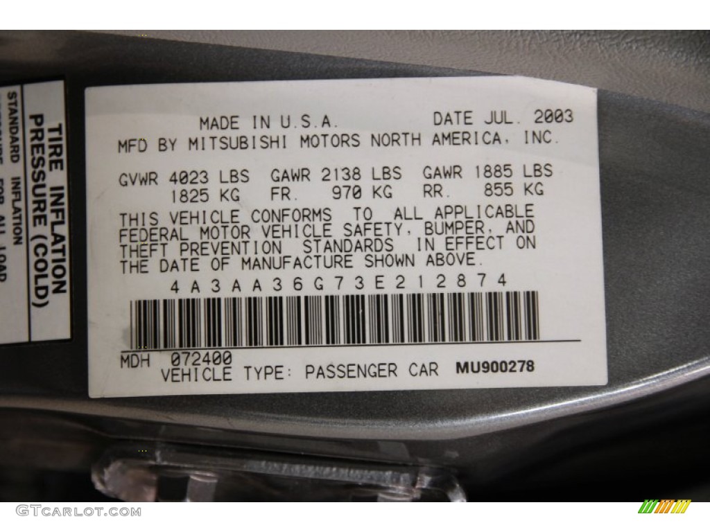 2003 Galant DE - Titanium Gray Pearl / Gray photo #16