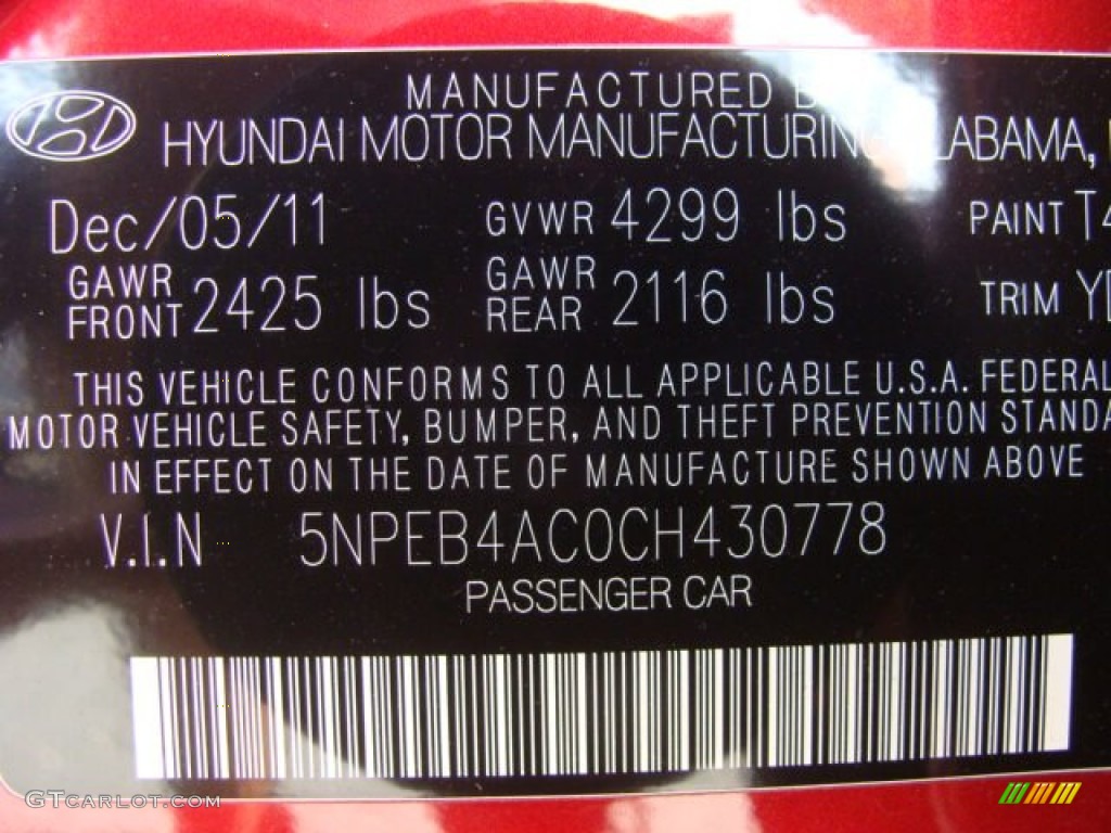 2012 Sonata GLS - Sparkling Ruby Red / Camel photo #31