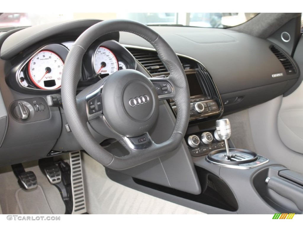 2012 Audi R8 5.2 FSI quattro Limestone Gray Dashboard Photo #86049438