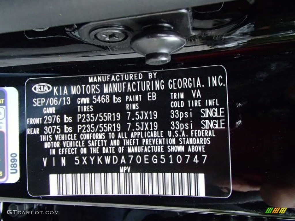 2014 Sorento Color Code EB for Ebony Black Photo #86051238