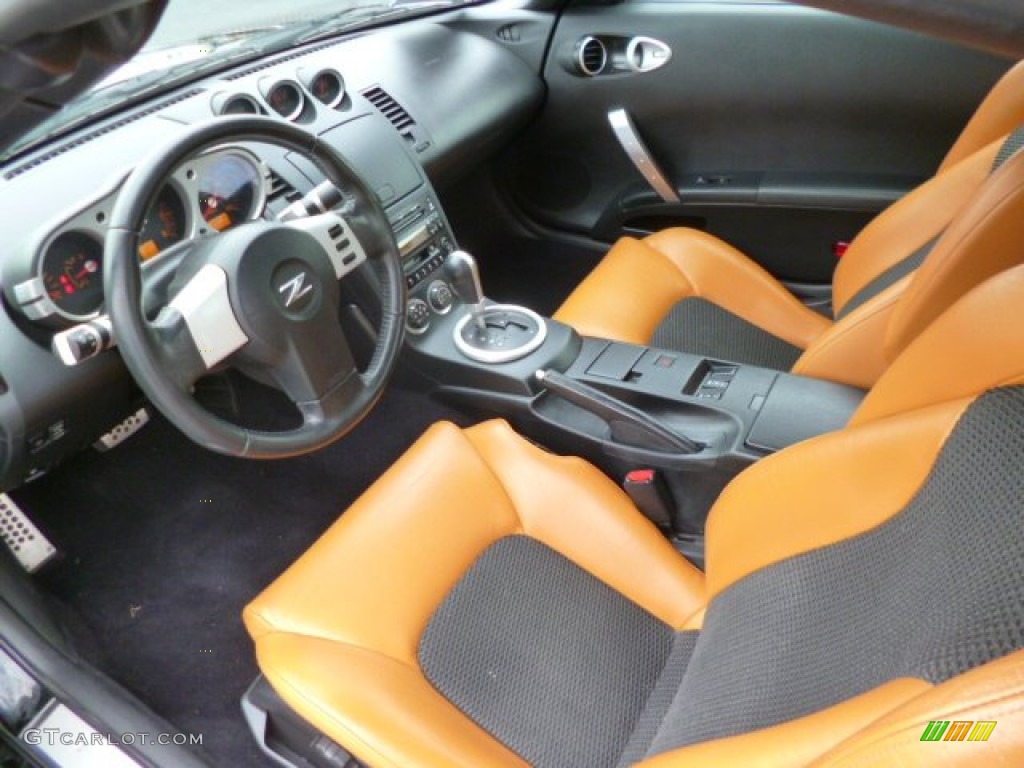 2004 350Z Touring Roadster - Super Black / Burnt Orange photo #14