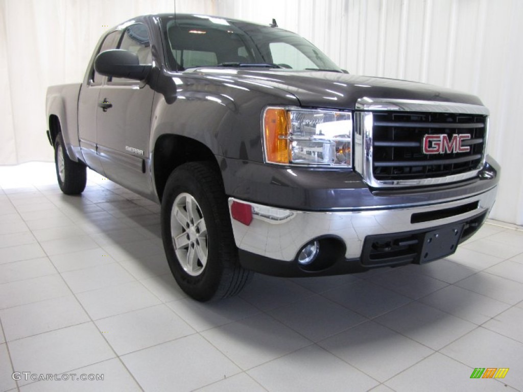 2010 Sierra 1500 SLE Extended Cab 4x4 - Storm Gray Metallic / Ebony photo #1