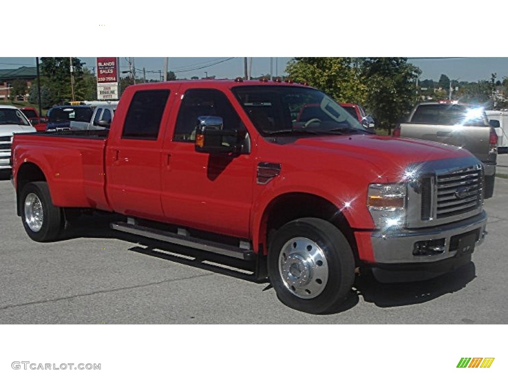 2010 F450 Super Duty Lariat Crew Cab 4x4 Dually - Bright Red / Camel photo #33