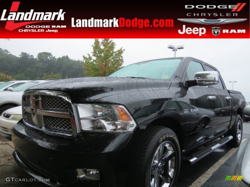 2010 Ram 1500 Sport Crew Cab - Brilliant Black Crystal Pearl / Dark Slate Gray photo #1