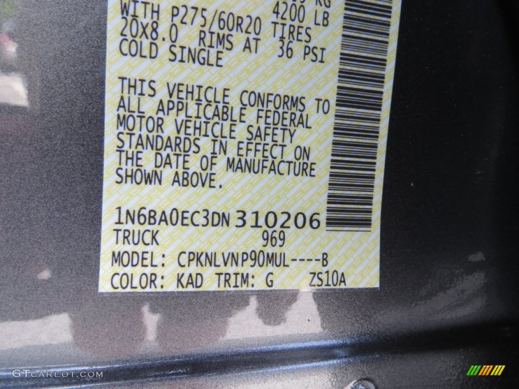 2013 Nissan Titan SL Crew Cab 4x4 Color Code Photos