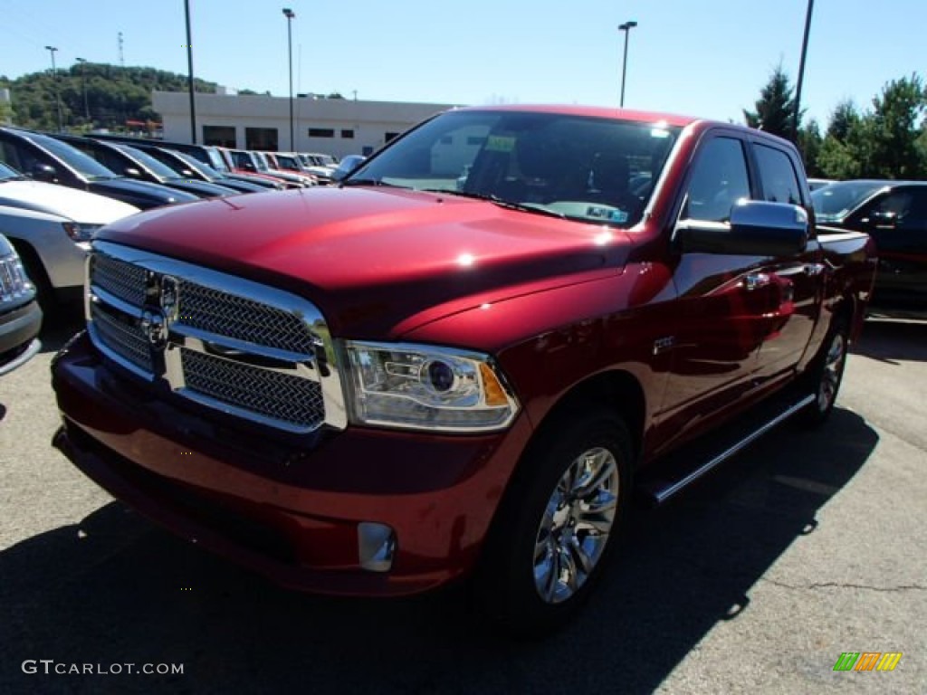 2014 1500 Laramie Longhorn Crew Cab 4x4 - Deep Cherry Red Crystal Pearl / Black photo #2