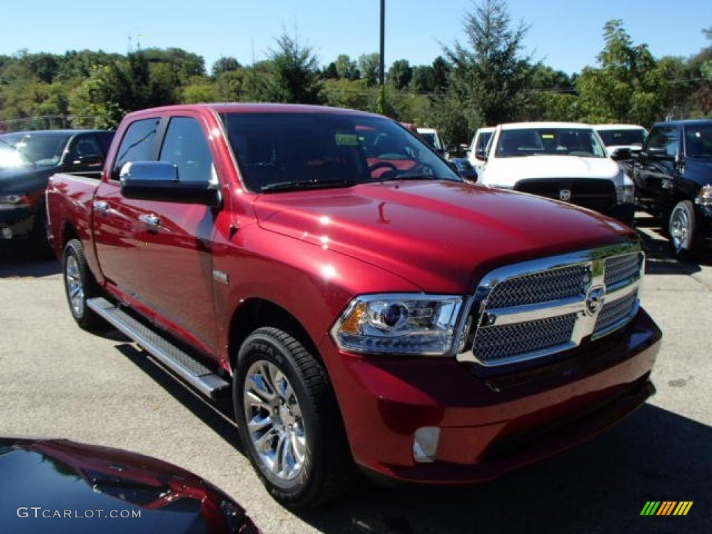 2014 1500 Laramie Longhorn Crew Cab 4x4 - Deep Cherry Red Crystal Pearl / Black photo #4