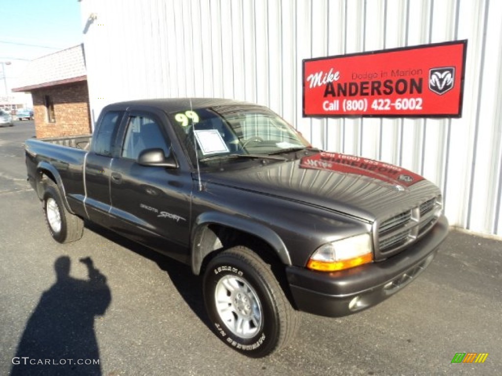 2001 Dakota SLT Club Cab 4x4 - Graphite Gray Pearl Metallic / Dark Slate Gray photo #1