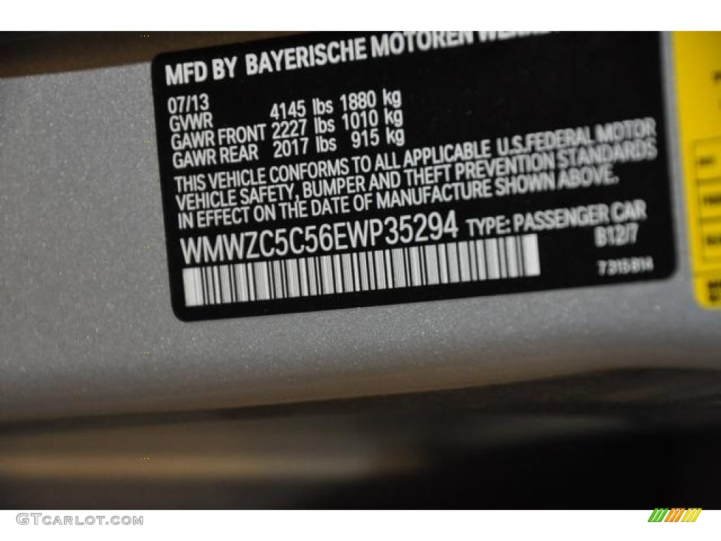 2014 Cooper Color Code B12 for Crystal Silver Metallic Photo #86078647