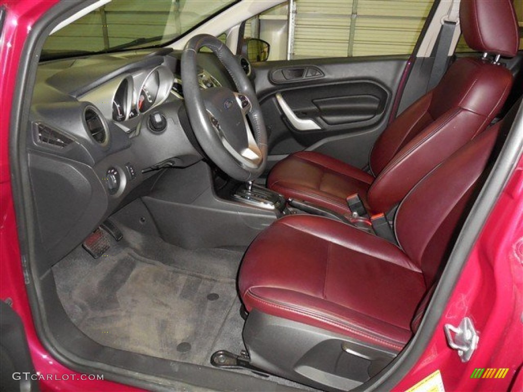 Plum/Charcoal Black Leather Interior 2011 Ford Fiesta SEL Sedan Photo #86091583