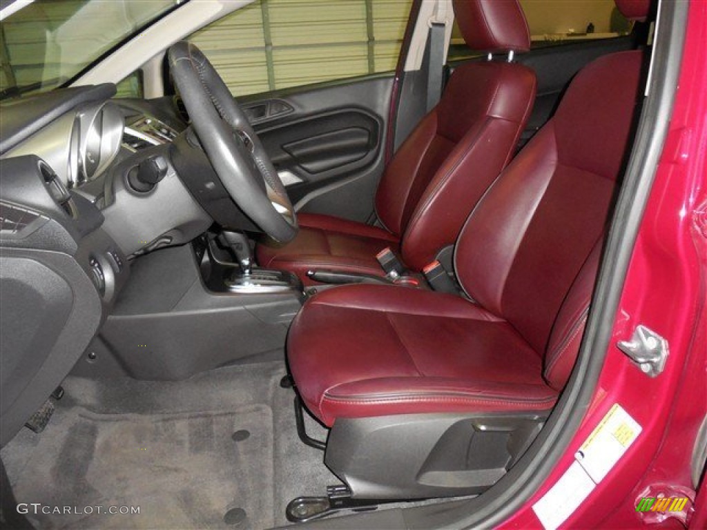 Plum/Charcoal Black Leather Interior 2011 Ford Fiesta SEL Sedan Photo #86091604