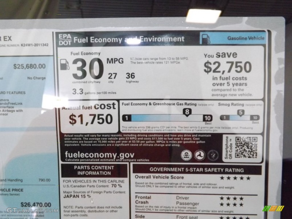 2014 Accord EX Sedan - Modern Steel Metallic / Black photo #9
