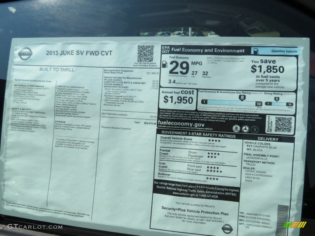 2013 Juke SV - Graphite Blue / Black/Silver Trim photo #14