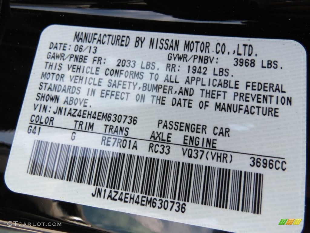 2014 370Z Color Code G41 for Magnetic Black Photo #86098783