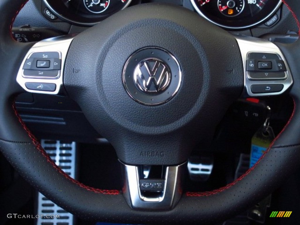 2013 Volkswagen GTI 4 Door Wolfsburg Edition Interlagos Plaid Cloth Steering Wheel Photo #86099464