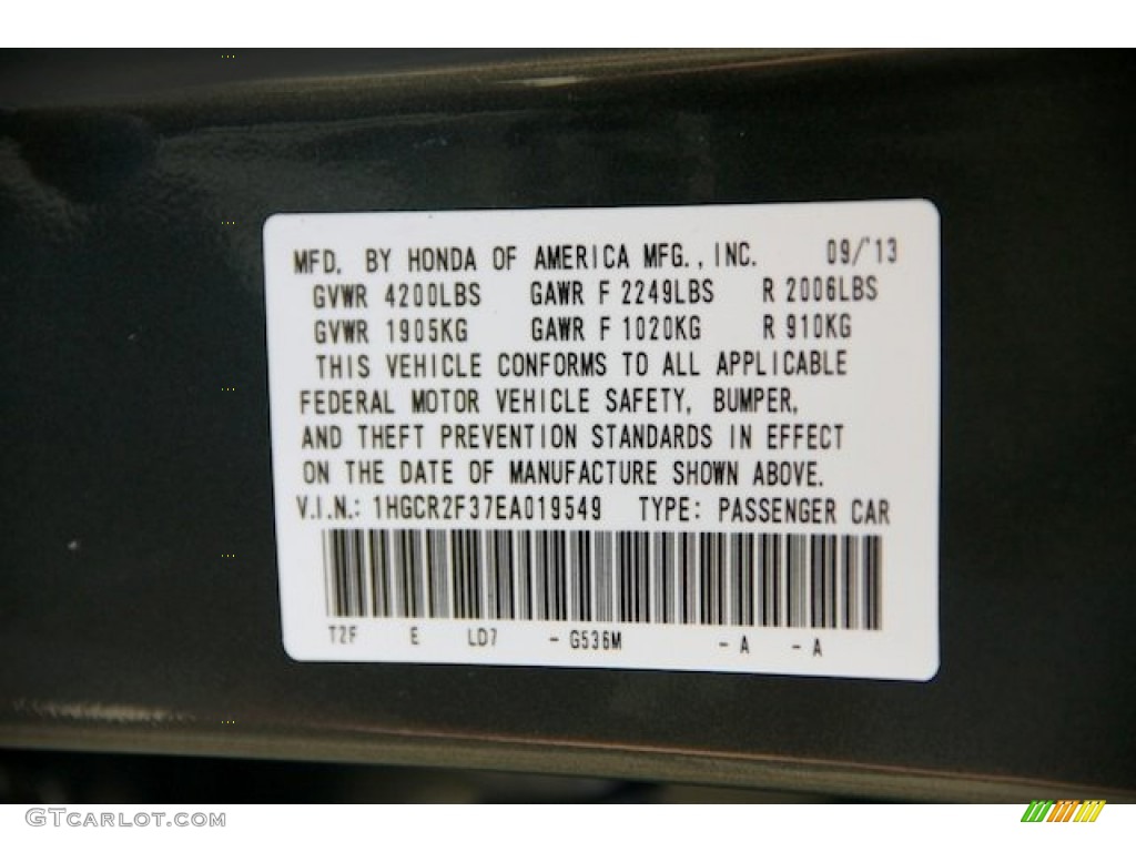 2014 Accord Color Code G536M for Hematite Metallic Photo #86100307