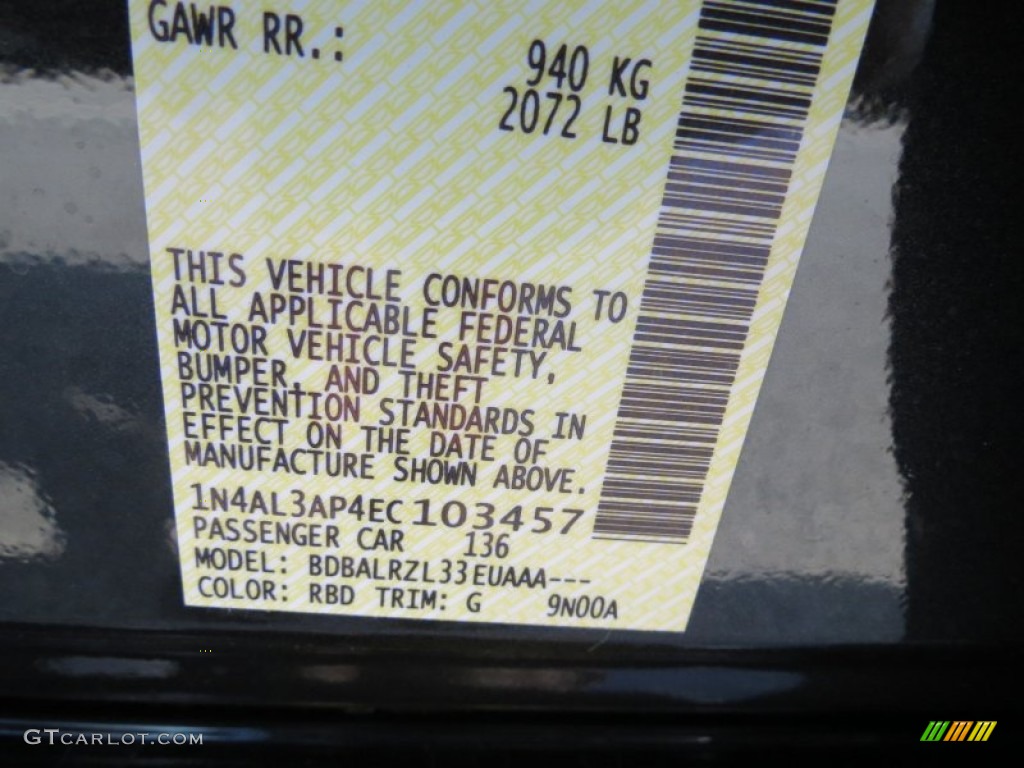 2014 Altima Color Code RBD for Storm Blue Photo #86102551