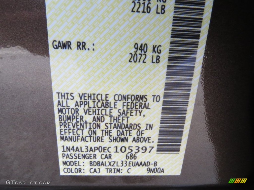 2014 Altima Color Code CAJ for Java Metallic Photo #86104441