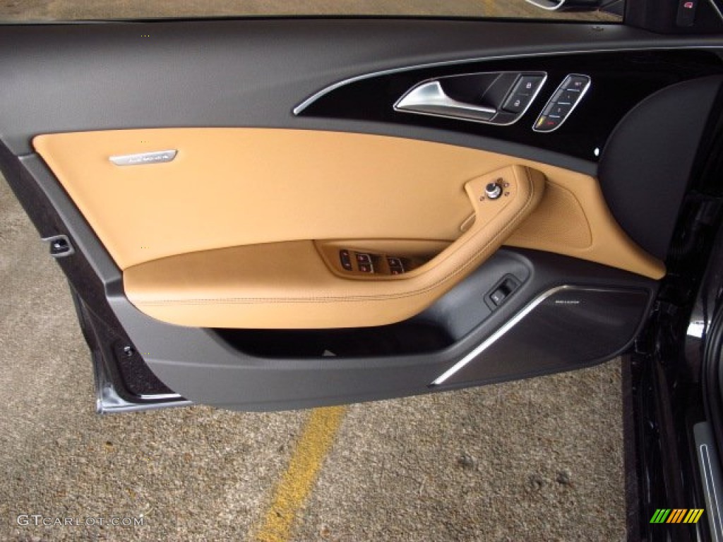 2014 Audi S6 Prestige quattro Sedan Havana Brown Audi Exclusive Door Panel Photo #86105409