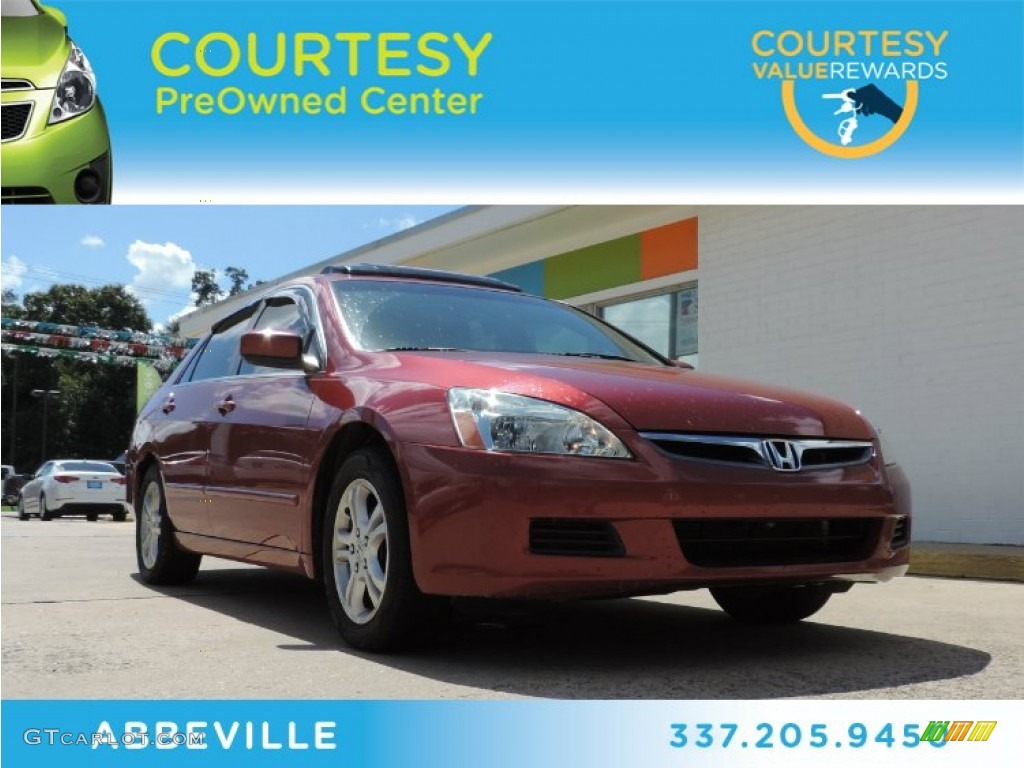 2007 Accord EX Sedan - Moroccan Red Pearl / Gray photo #1