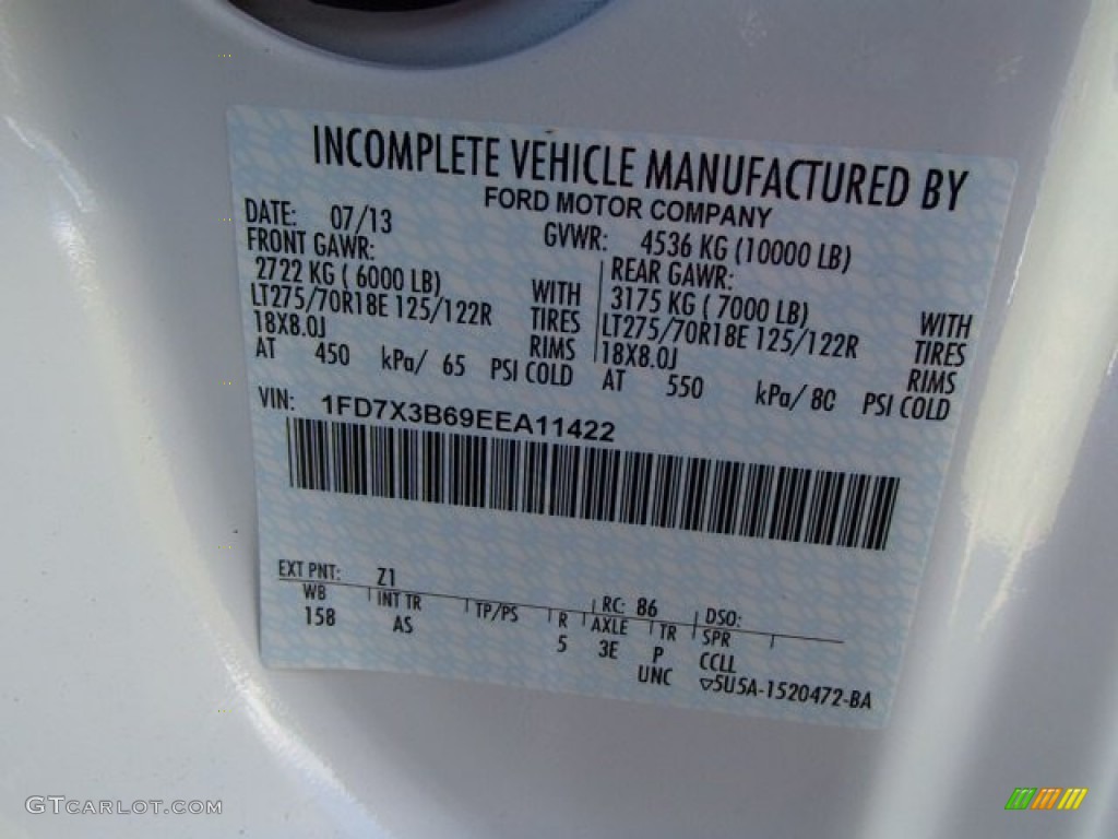 2014 F350 Super Duty Color Code Z1 for Oxford White Photo #86117175