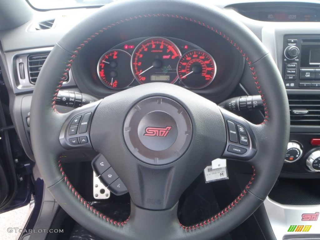 2013 Subaru Impreza WRX STi 5 Door STi Black Alcantara/Carbon Black Steering Wheel Photo #86118132
