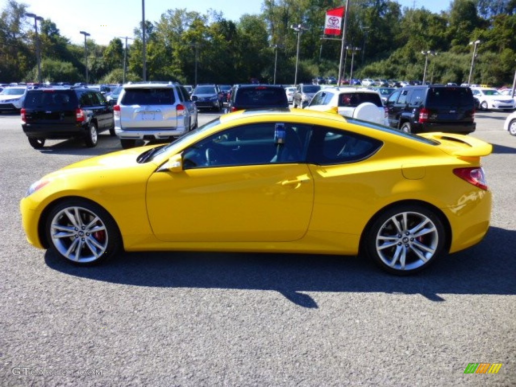 2012 Genesis Coupe 3.8 Track - Interlagos Yellow / Black Leather photo #4