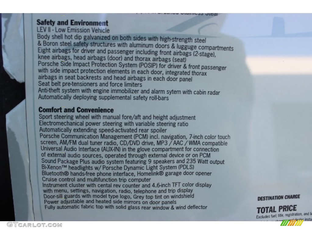 2014 Porsche 911 Carrera S Cabriolet Window Sticker Photo #86123724