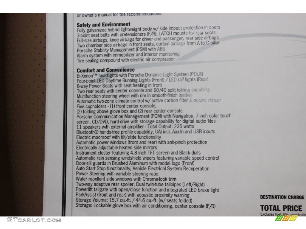 2014 Porsche Panamera S Window Sticker Photo #86129324