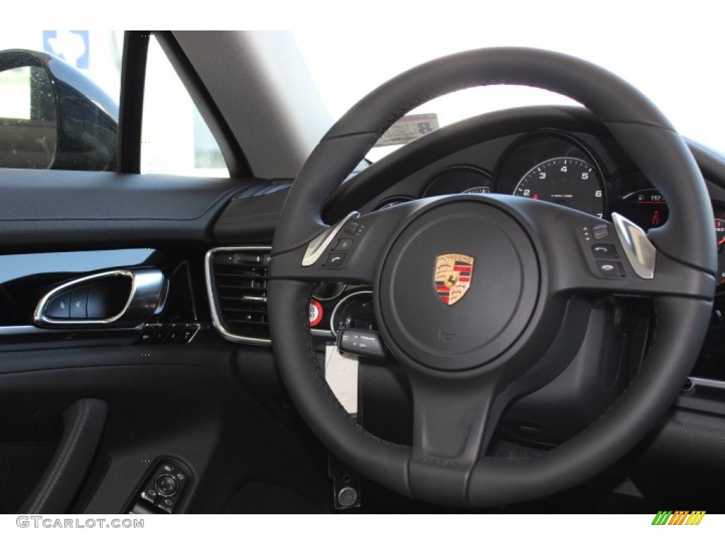 2014 Porsche Panamera 4 Black Steering Wheel Photo #86130093