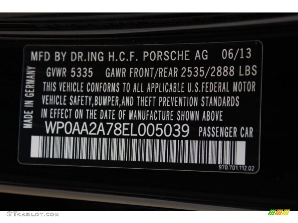 2014 Porsche Panamera 4 Info Tag Photo #86130273