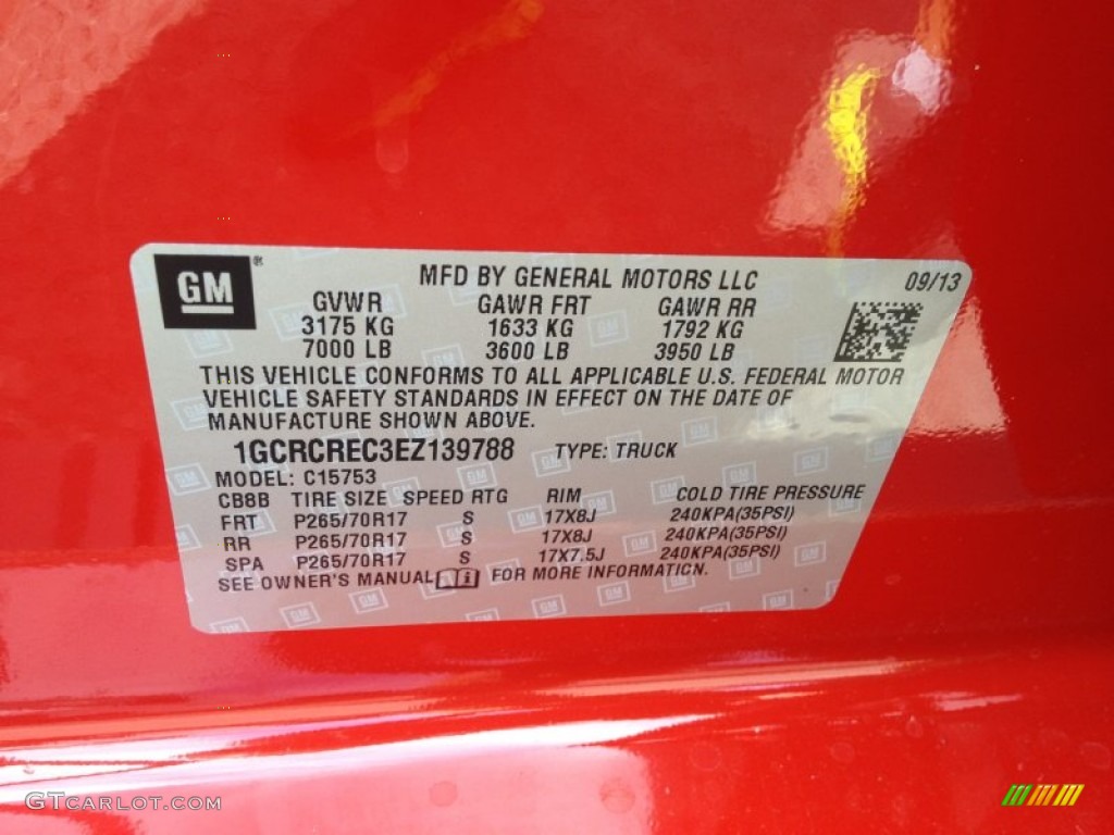 2014 Chevrolet Silverado 1500 LT Z71 Double Cab Info Tag Photo #86130546
