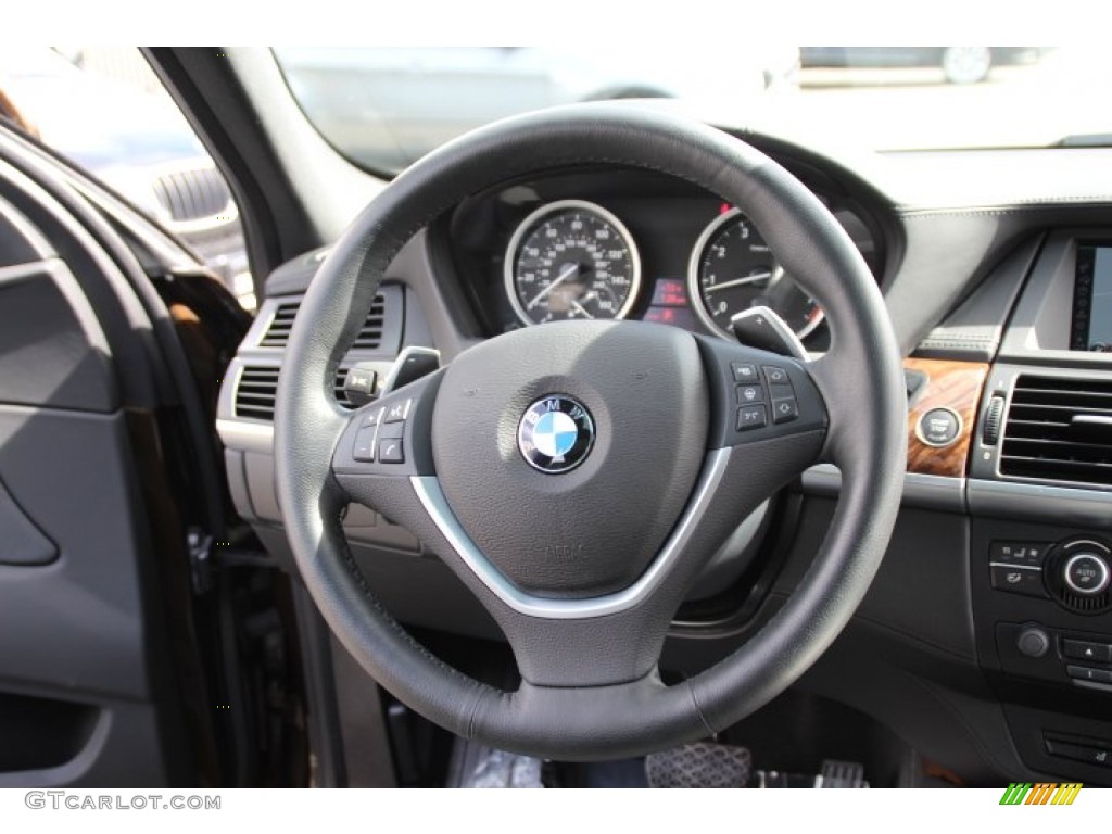 2013 BMW X6 xDrive50i Black Steering Wheel Photo #86143023